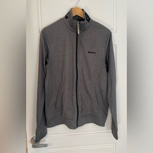 Bench Men's Zip-Up Track Jacket in Charcoal Gray Size Large